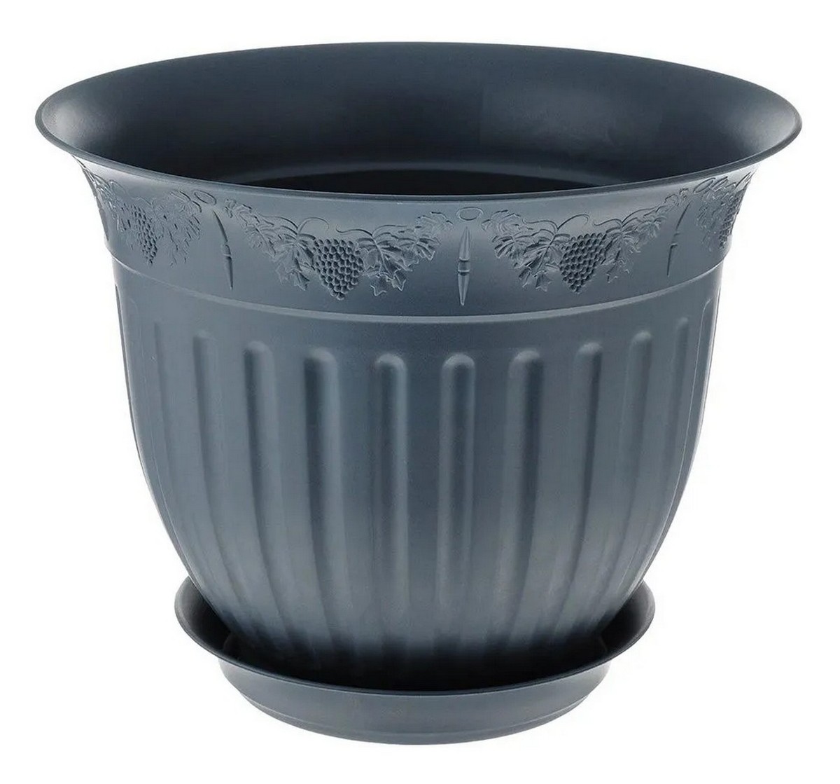 Кашпо Виноград с поддоном, 1 л, антрацит