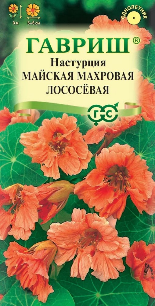 Настурция майская махровая лососёвая, 1 г