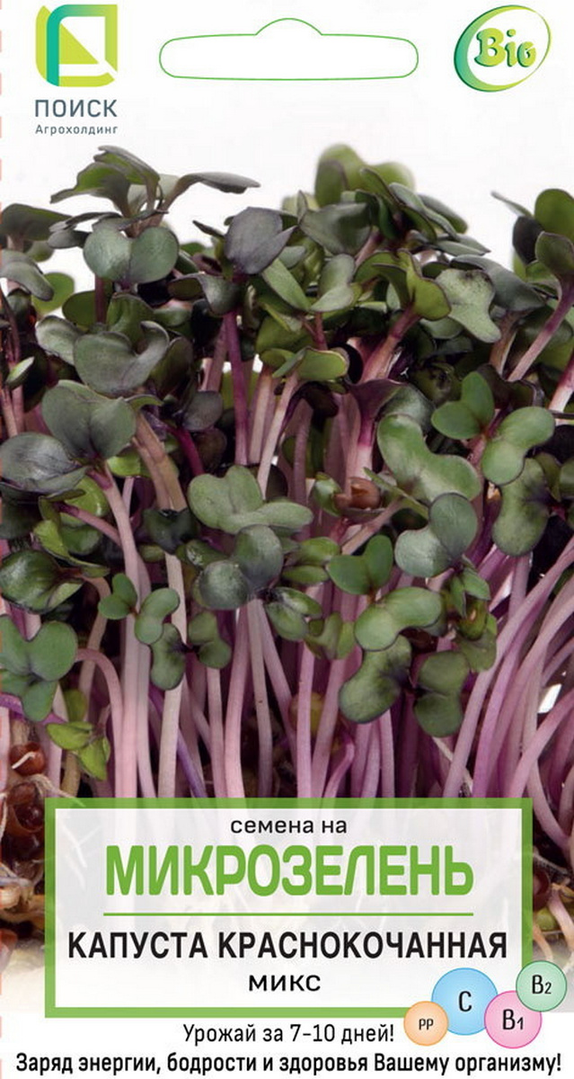 Семена на Микрозелень Капуста краснокочанная Микс, 5 г