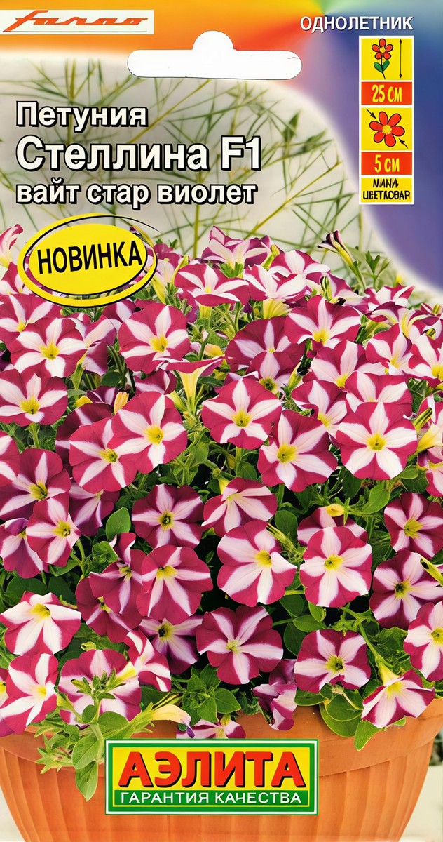 Петуния Стеллина F1 вайт стар виолет, 5 шт.