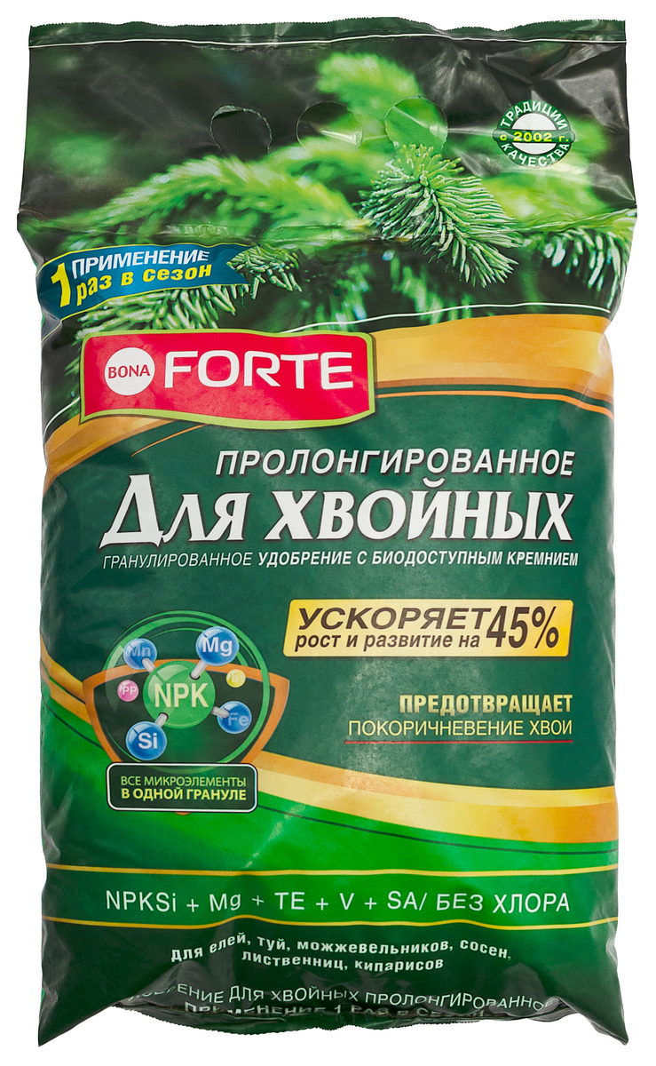 Bona Forte Пролонгированное для хвойных с биодоступным кремнием, 2,5 кг