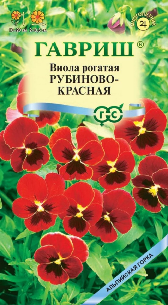 Виола рогатая Рубиново-красная, 0,01 г. Альпийская горка.
