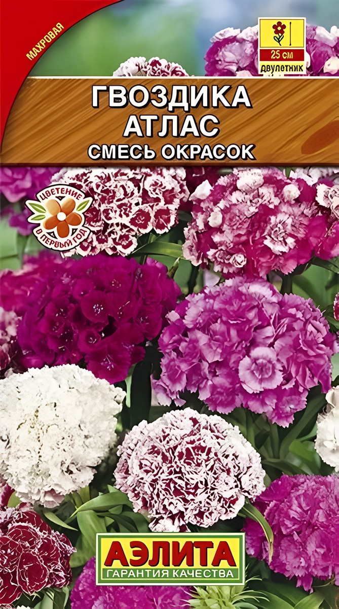 Гвоздика Атлас турецкая махровая, смесь сортов, 0,1 г