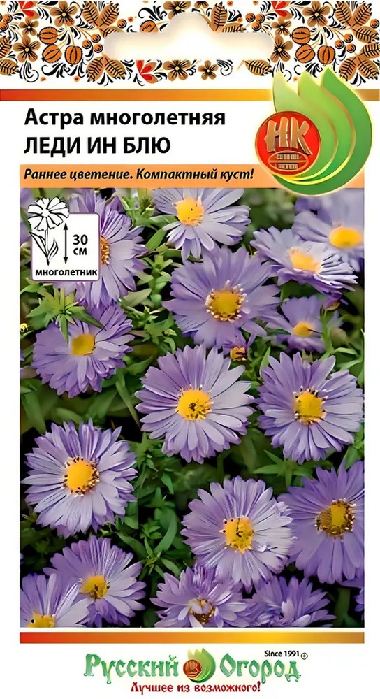 Астра многолетняя Леди Ин Блу, 0,07 г Русский огород