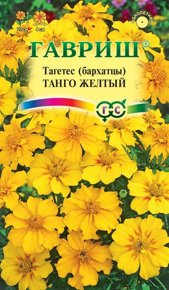 Бархатцы отклонённые Танго желтый, 10шт. Элитная клумба.