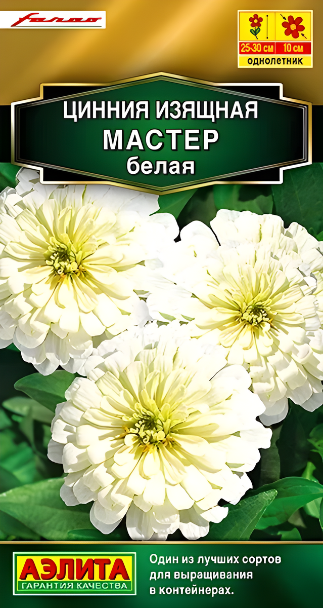 Цинния изящная Мастер, белая, 12 шт.