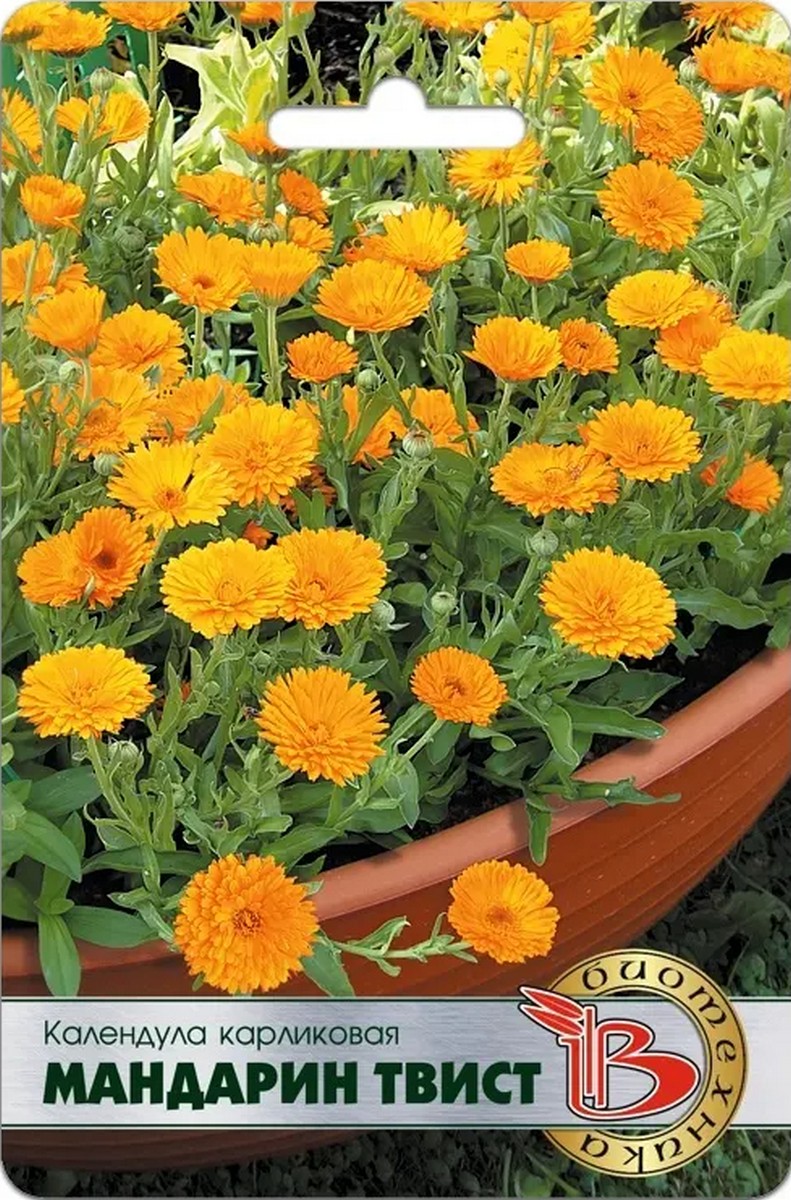 Календула карликовая Мандарин Твист, 20 шт. Биотехника