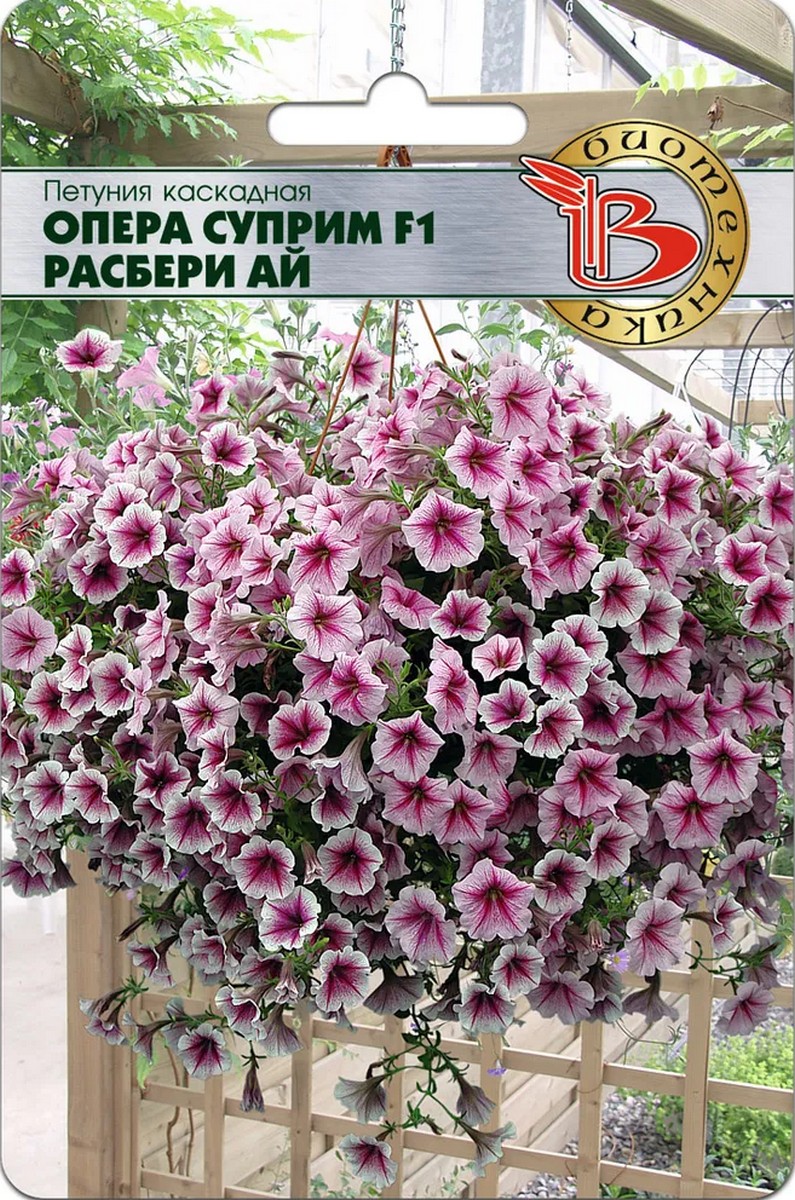 Петуния каскадная Опера Суприм F1 Расбери Ай, 5 шт. Биотехника