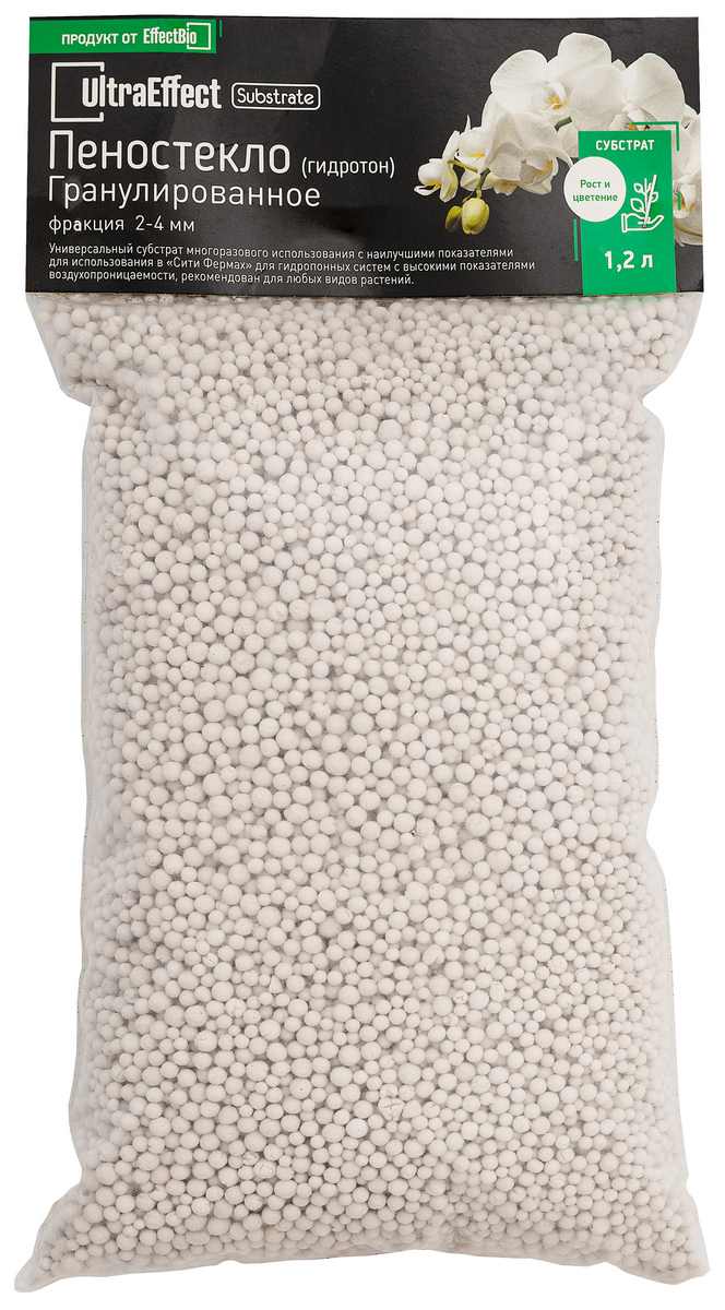 Пеностекло Гидротон фракция 2-4 мм, 1,2 л UltraEffect 
