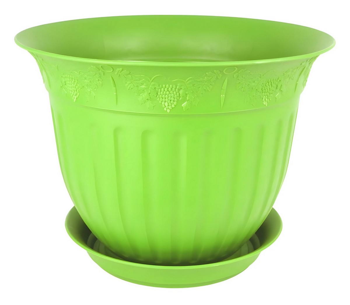 Кашпо Виноград с поддоном, 1 л, зеленый