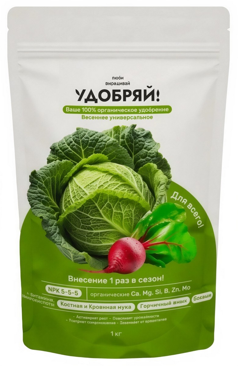 Удобряй! Сухое органическое удобрение универсальное, 1 кг