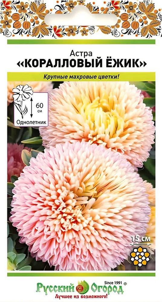 Астра Розовый ежик, 50 шт. Русский огород