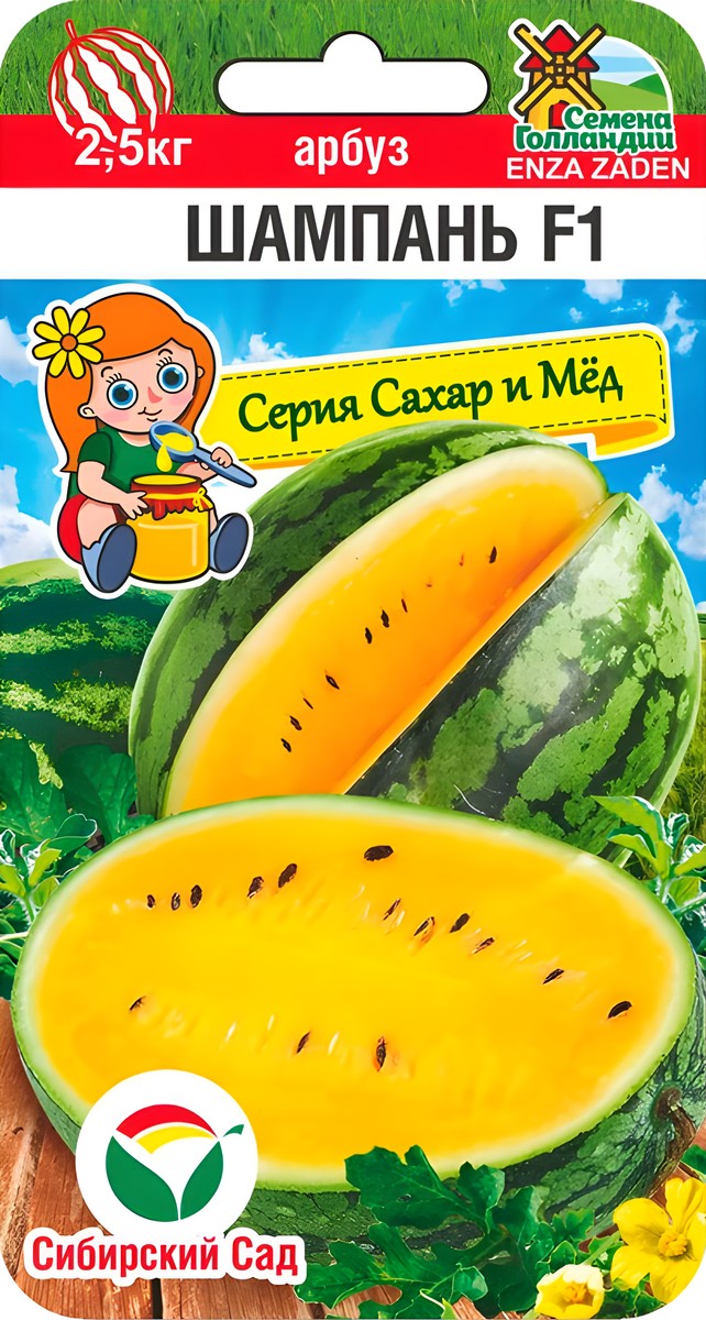 Арбуз Шампань F1, 3 шт. Сахар и Мёд.
