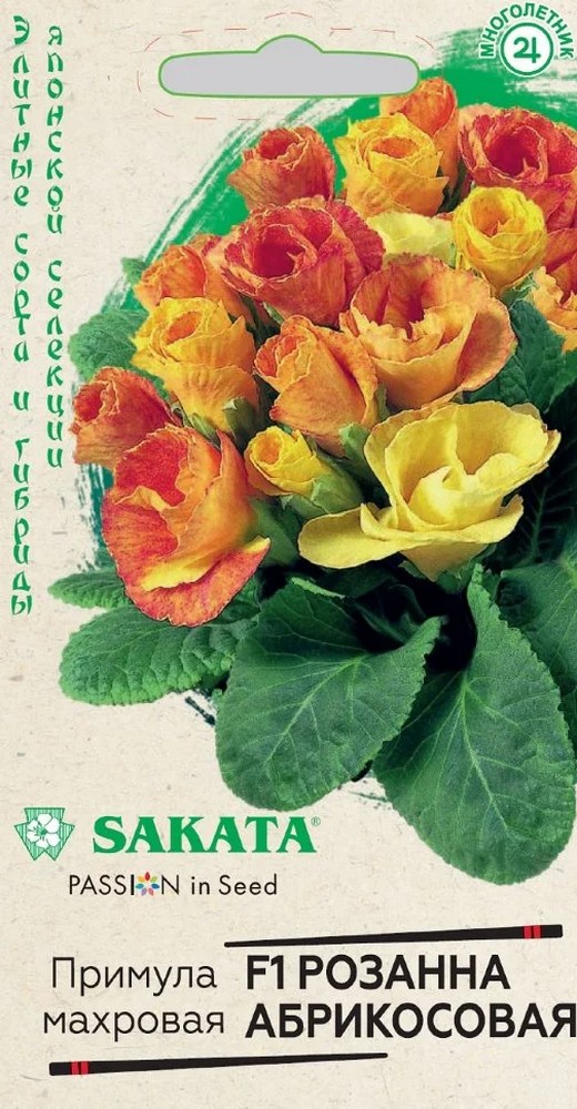 Примула Розанна абрикосовая F1 махровая, 5 шт. Саката.