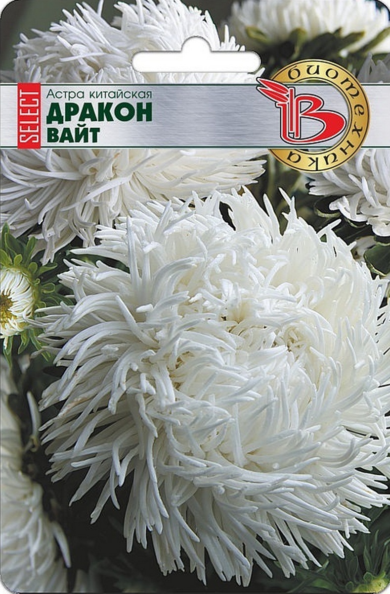 Астра китайская Дракон селект Вайт, 30 шт. Биотехника