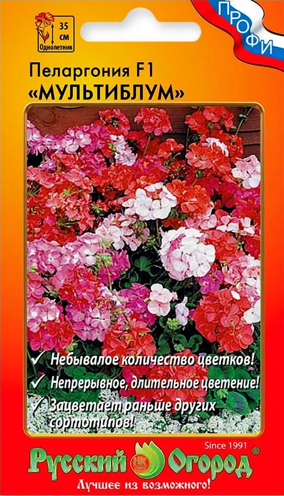 Герань Мультиблум F1, смесь, 5 шт. Русский огород