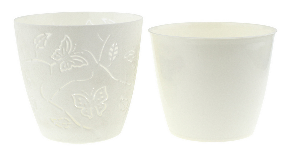 Горшок д/цветов Butterflies d-115 мм 0,7 л песочно-белый