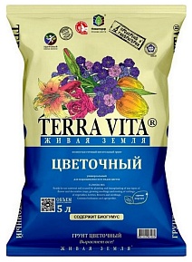 Грунт Terra Vita Живая Земля цветочный, 5 л