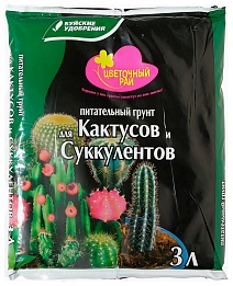 Грунт Цветочный рай для кактусов и суккулентов, 3 л