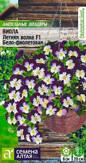 Виола ампельная Летняя волна Бело-фиолетовая F1, 3 шт. Ампельные Шедевры