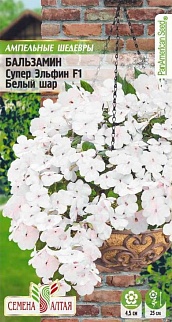 Бальзамин Супер Эльфин F1 белый шар, 10 шт. Ампельные шедевры