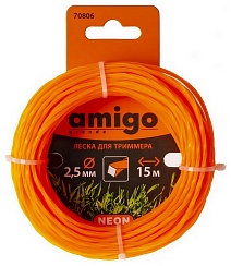 Леска для триммеров Витой квадрат (2,5 мм; 15 м), Neon, арт. 70806 