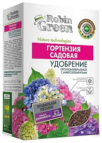 Удобрение сухое Робин Грин органоминеральное для Гортензий коробка 1 кг