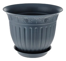 Кашпо Виноград с поддоном, 1 л, антрацит
