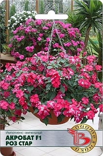 Бальзамин Импатиенс ампельный Акробат F1 Роз Стар, 8 шт. Русский огород