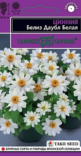 Цинния Белиз Даубл белая, 5 шт. Эксклюзив 