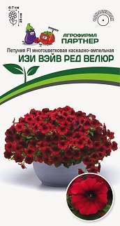 Петуния Изи Вэйв Ред Велюр F1, каскадно-ампельная, 5 шт.