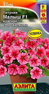 Петуния мини Малыш F1 красная с прожилками многоцветковая, 7 шт. 