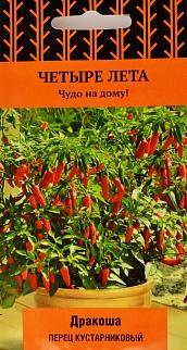 Перец острый кустарниковый Дракоша, 5 шт. Четыре лета